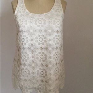 LOFT Sleeveless Floral Lace Shell Tank